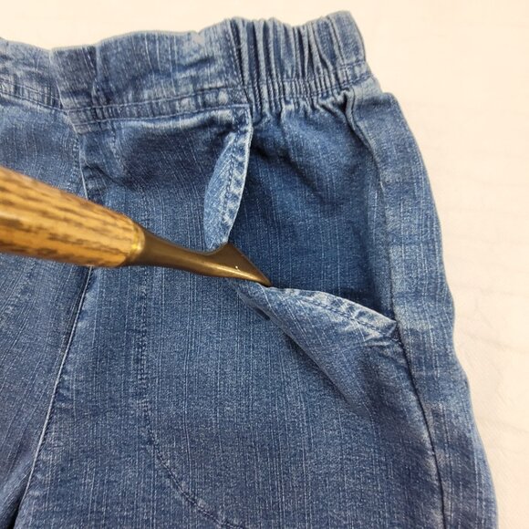Croft & Barrow Capri Womens XS Crop Blue Denim Jeans Pants Pull On Elastic - Picture 5 of 13